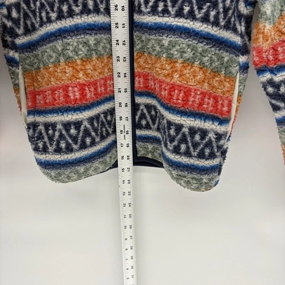 Old Navy Aztec Print Fuzzy Fleece Jacket Geometric Pattern Kids Large 10-12